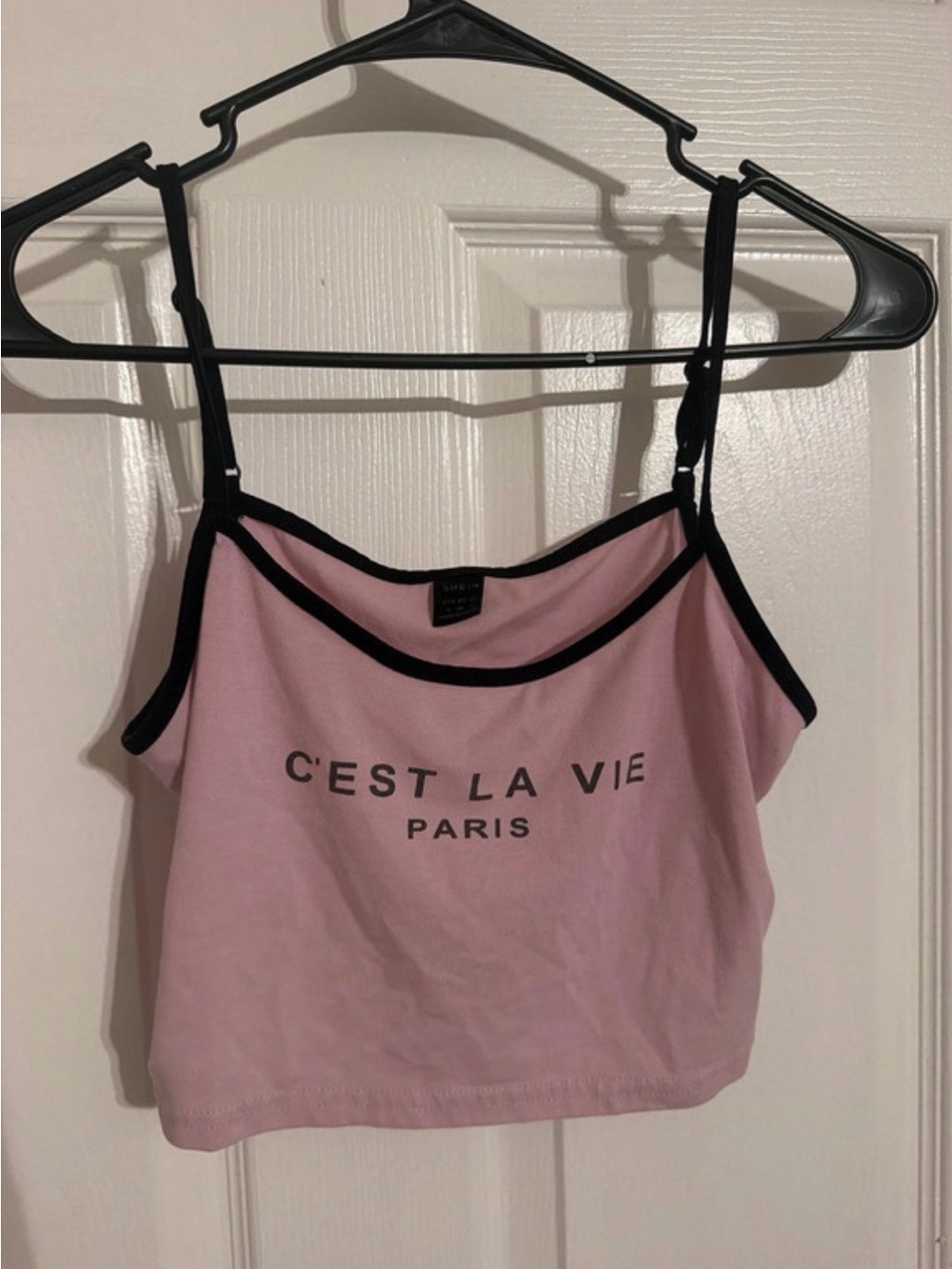 SHEIN Pink C’est La Vie Paris Crop Cami Size S